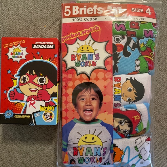 NIP Ryan’s World Boys Size 4 Underwear Briefs 5 Pk - Picture 2 of 9